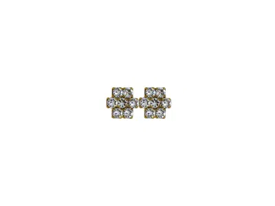 Vickisarge Women's Neutrals The Clear Hive Earrings In Gold - Clip In Yellow