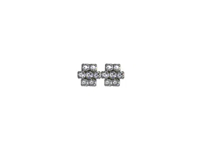 Vickisarge Women's Neutrals The Clear Hive Earrings In Platinum - Clip