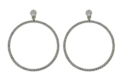 Vickisarge Women's Neutrals The Jumbo Clear Hoop Earrings In Platinum - Clip