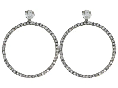 Vickisarge Women's Neutrals The Large Clear Hoop Earrings In Platinum - Pierced