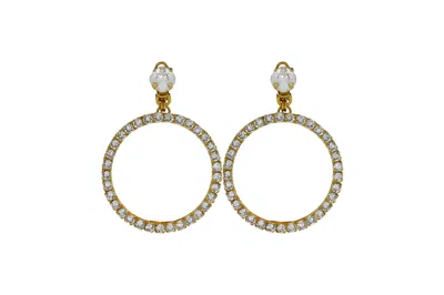 Vickisarge Women's Neutrals The Medium Clear Hoop Earrings In Gold - Clip In Yellow