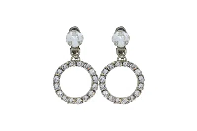 Vickisarge Women's Neutrals The Small Clear Hoop Earrings In Platinum - Clip