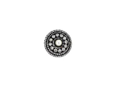 Vickisarge Women's Neutrals / White / Silver Heavenly Dome Ring In Oxidised Silver