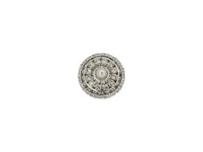 Vickisarge Women's Neutrals / White / Silver Heavenly Dome Ring In Silver