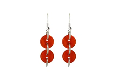 Vickisarge Women's Orange Button Earrings