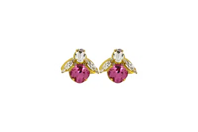 Vickisarge Women's Pink / Purple The Baby Pink Bee Earrings In Gold - Clip