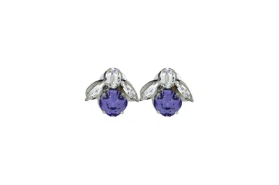 Vickisarge Women's Pink / Purple The Baby Purple Bee Earrings In Platinum - Pierced