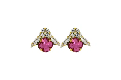 Vickisarge Women's Pink / Purple The Big Pink Bee Earrings In Gold - Clip