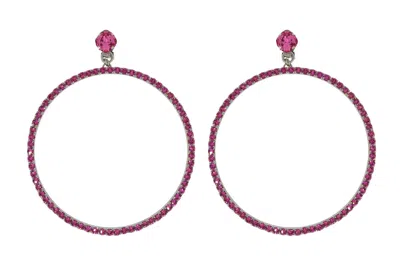 Vickisarge Women's Pink / Purple The Jumbo Pink Hoop Earrings In Platinum - Clip