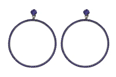 Vickisarge Women's Pink / Purple The Jumbo Purple Hoop Earrings In Platinum - Clip In Multi