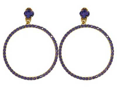 Vickisarge Women's Pink / Purple The Large Purple Hoop Earrings In Gold - Clip