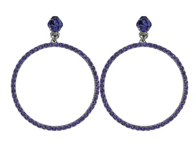 Vickisarge Women's Pink / Purple The Large Purple Hoop Earrings In Platinum - Clip