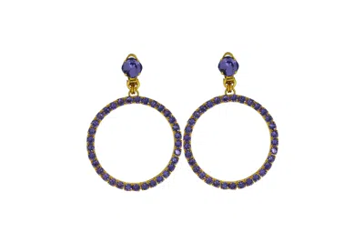 Vickisarge Women's Pink / Purple The Medium Purple Hoop Earrings In Gold - Clip