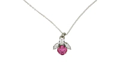 Vickisarge Women's Pink / Purple The Pink Bee Necklace In Platinum - Short