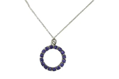 Vickisarge Women's Pink / Purple The Purple Hoop Necklace In Platinum - Long