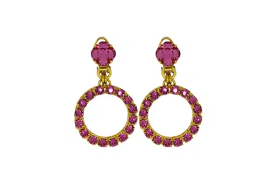 Vickisarge Women's Pink / Purple The Small Pink Hoop Earrings In Gold - Pierced