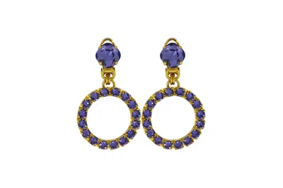 Vickisarge Women's Pink / Purple The Small Purple Hoop Earrings In Gold - Clip