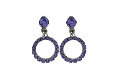 Vickisarge Women's Pink / Purple The Small Purple Hoop Earrings In Platinum - Clip