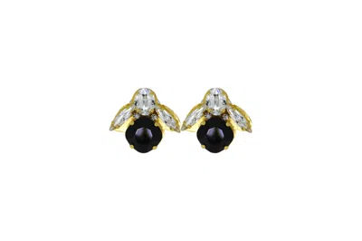 Vickisarge Women's The Baby Black Bee Earrings In Gold - Clip