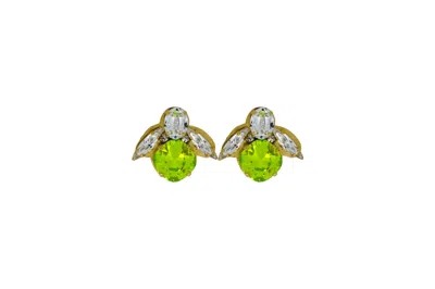 Vickisarge Women's The Baby Green Bee Earrings In Gold - Pierced