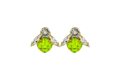 Vickisarge Women's The Big Green Bee Earrings In Gold - Pierced