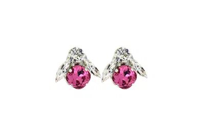 Vickisarge Women's The Big Pink Bee Earrings In Platinum - Clip
