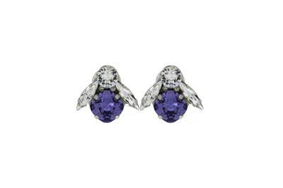 Vickisarge Women's The Big Purple Bee Earrings In Platinum - Pierced