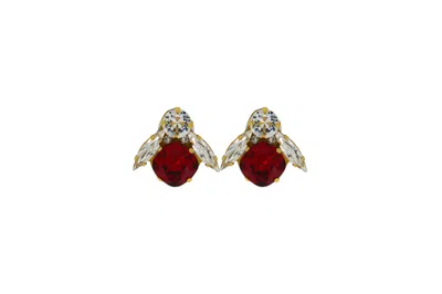 Vickisarge Women's The Big Red Bee Earrings In Gold - Clip