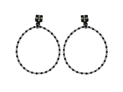 Vickisarge Women's The Grey Beaded Hoops - Clip