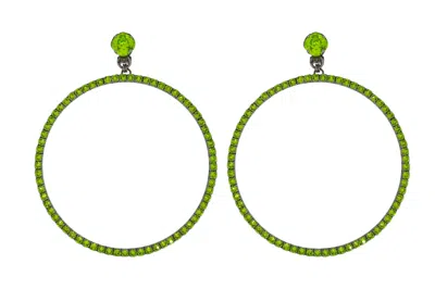 Vickisarge Women's The Jumbo Green Hoop Earrings In Platinum - Clip