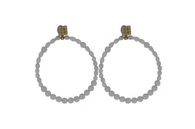 Vickisarge Women's The Jumbo White Beaded Hoops - Pierced