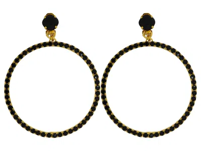 Vickisarge Women's The Large Black Hoop Earrings In Gold - Pierced