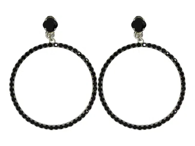 Vickisarge Women's The Large Black Hoop Earrings In Platinum - Pierced