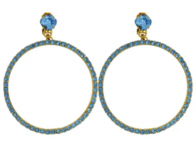 Vickisarge Women's The Large Blue Hoop Earrings In Gold - Pierced