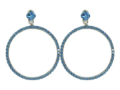Vickisarge Women's The Large Blue Hoop Earrings In Platinum - Pierced