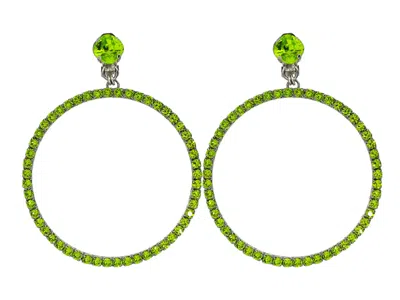 Vickisarge Women's The Large Green Hoop Earrings In Platinum - Pierced