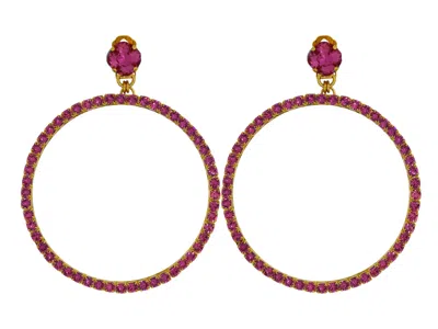 Vickisarge Women's The Large Pink Hoop Earrings In Gold - Clip