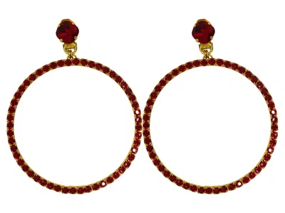 Vickisarge Women's The Large Red Hoop Earrings In Gold - Clip