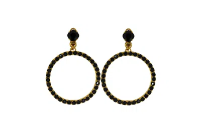 Vickisarge Women's The Medium Black Hoop Earrings In Gold - Clip