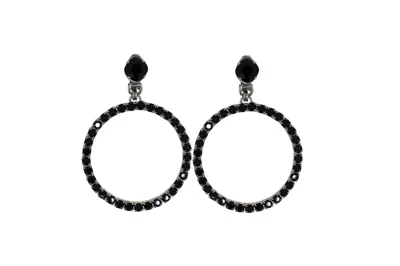 Vickisarge Women's The Medium Black Hoop Earrings In Platinum - Clip