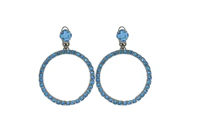 Vickisarge Women's The Medium Blue Hoop Earrings In Platinum - Pierced