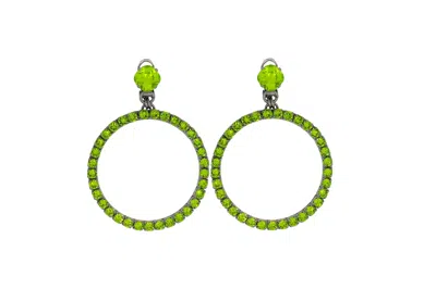 Vickisarge Women's The Medium Green Hoop Earrings In Platinum - Clip
