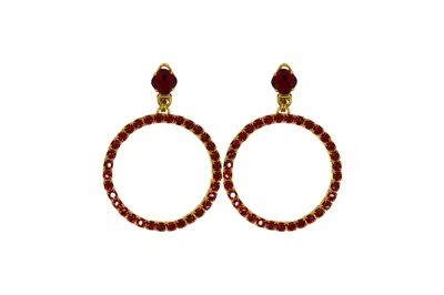 Vickisarge Women's The Medium Red Hoop Earrings In Gold - Clip