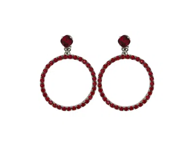 Vickisarge Women's The Medium Red Hoop Earrings In Platinum - Pierced