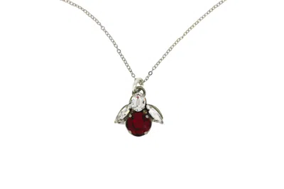 Vickisarge Women's The Red Bee Necklace In Platinum - Short