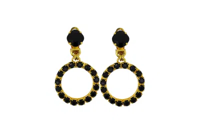 Vickisarge Women's The Small Black Hoop Earrings In Gold - Pierced