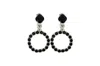 Vickisarge Women's The Small Black Hoop Earrings In Platinum - Clip