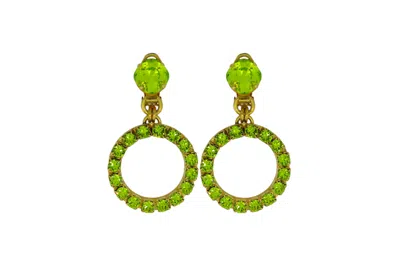 Vickisarge Women's The Small Green Hoop Earrings In Gold - Clip