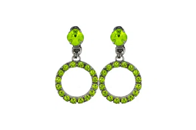 Vickisarge Women's The Small Green Hoop Earrings In Platinum - Pierced
