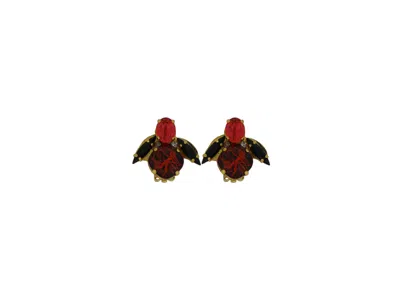 Vickisarge Women's The Spooky Red Bee Earrings In Gold - Pierced